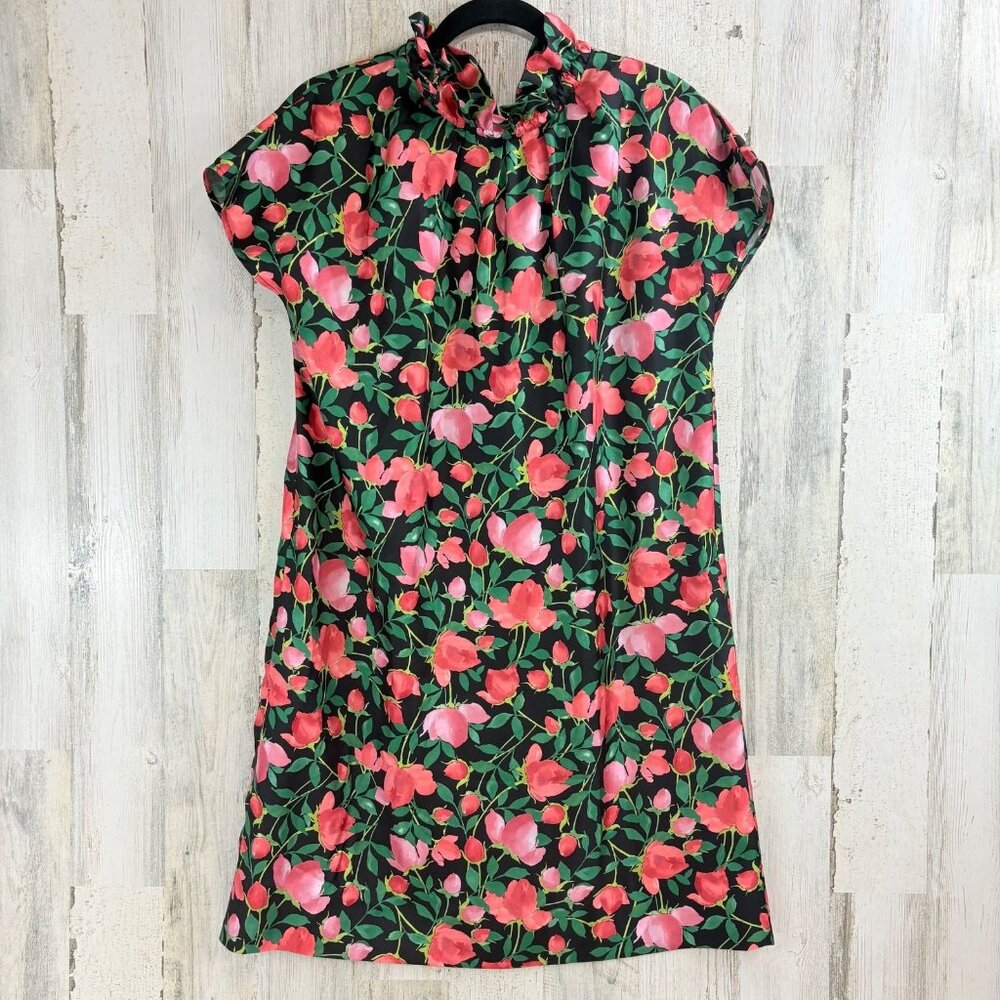 Ann Mashburn Sz M Rose Floral Silk Atelier Two-Way Ruffle Dress EUC